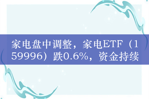 家电盘中调整，家电ETF（159996）跌0.6%，资金持续布局中，近五日资金连续净流入超2.1亿元