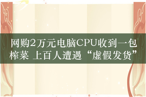 网购2万元电脑CPU收到一包榨菜 上百人遭遇“虚假发货”