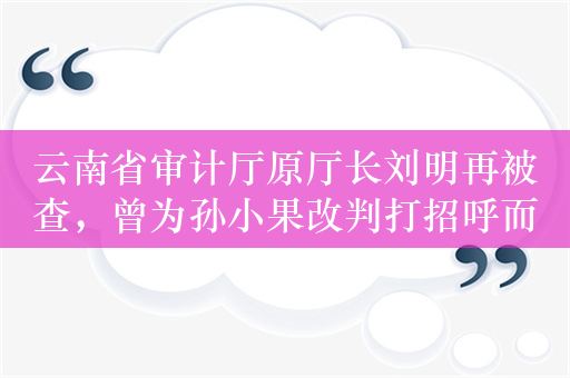 云南省审计厅原厅长刘明再被查，曾为孙小果改判打招呼而受处