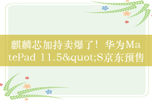 麒麟芯加持卖爆了！华为MatePad 11.5"S京东预售已售近10万台