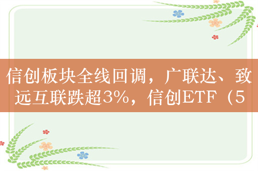 信创板块全线回调，广联达、致远互联跌超3%，信创ETF（562570）跌超2%