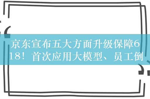 京东宣布五大方面升级保障618！首次应用大模型、员工倒班调休