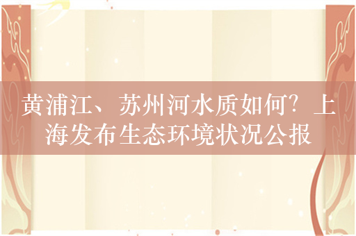 黄浦江、苏州河水质如何？上海发布生态环境状况公报