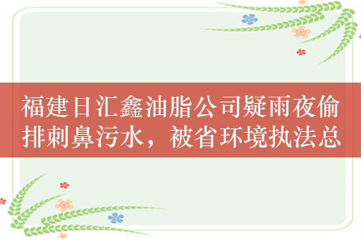 福建日汇鑫油脂公司疑雨夜偷排刺鼻污水，被省环境执法总队抓现行