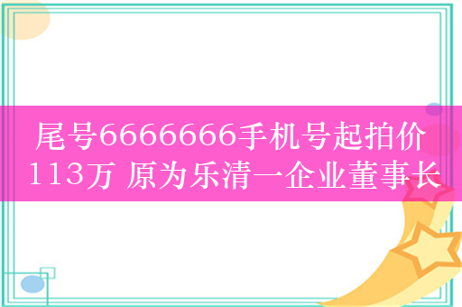 尾号6666666手机号起拍价113万 原为乐清一企业董事长所有