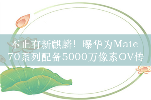 不止有新麒麟！曝华为Mate 70系列配备5000万像素OV传感器