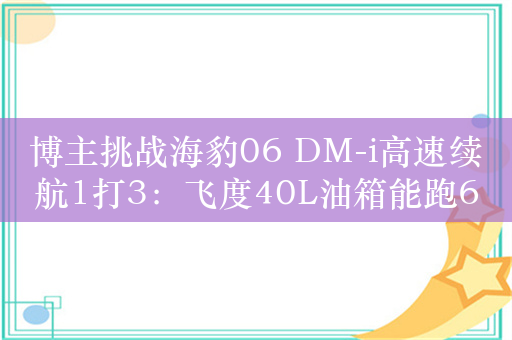 博主挑战海豹06 DM-i高速续航1打3：飞度40L油箱能跑600公里