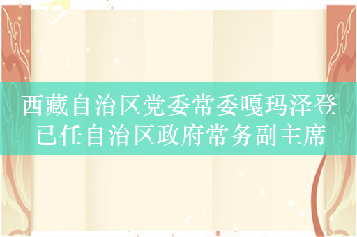 西藏自治区党委常委嘎玛泽登已任自治区政府常务副主席