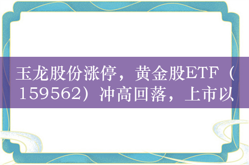 玉龙股份涨停，黄金股ETF（159562）冲高回落，上市以来涨幅居两市榜首