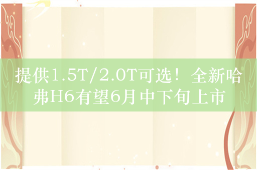 提供1.5T/2.0T可选！全新哈弗H6有望6月中下旬上市