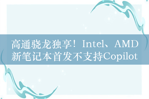 高通骁龙独享！Intel、AMD新笔记本首发不支持Copilot+