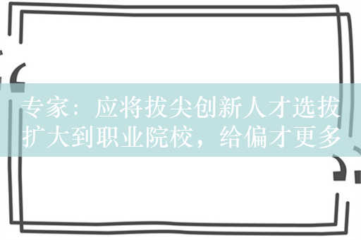 专家：应将拔尖创新人才选拔扩大到职业院校，给偏才更多机会