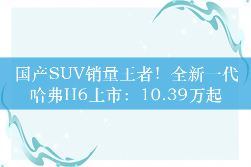 国产SUV销量王者！全新一代哈弗H6上市：10.39万起