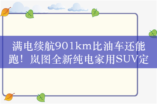 满电续航901km比油车还能跑！岚图全新纯电家用SUV定名知音