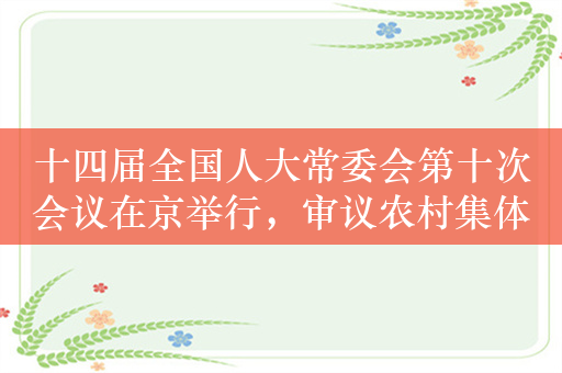 十四届全国人大常委会第十次会议在京举行，审议农村集体经济组织法草案等