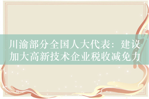 川渝部分全国人大代表：建议加大高新技术企业税收减免力度