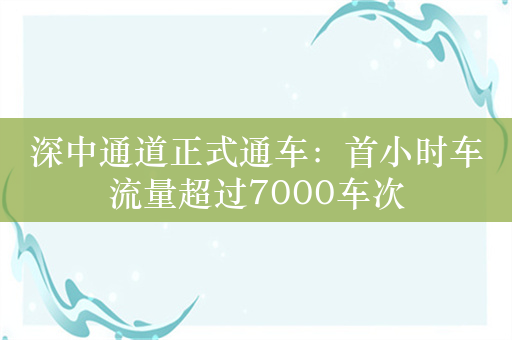 深中通道正式通车：首小时车流量超过7000车次