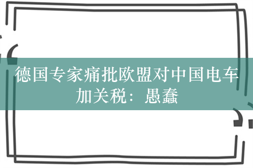 德国专家痛批欧盟对中国电车加关税：愚蠢