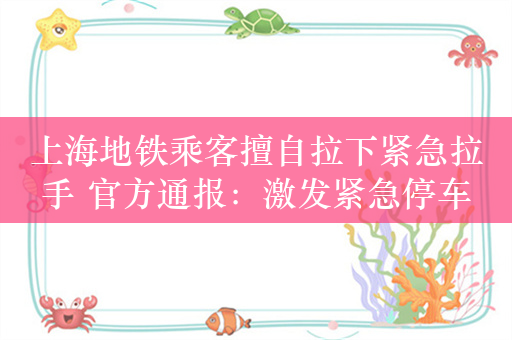 上海地铁乘客擅自拉下紧急拉手 官方通报：激发紧急停车