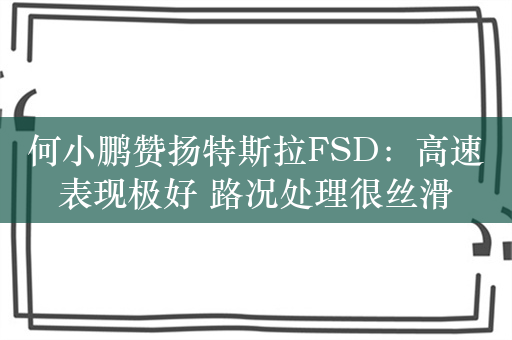 何小鹏赞扬特斯拉FSD：高速表现极好 路况处理很丝滑