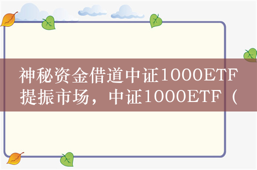 神秘资金借道中证1000ETF提振市场，中证1000ETF（159845）近5日净流入10亿元