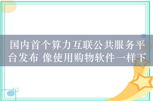 国内首个算力互联公共服务平台发布 像使用购物软件一样下单