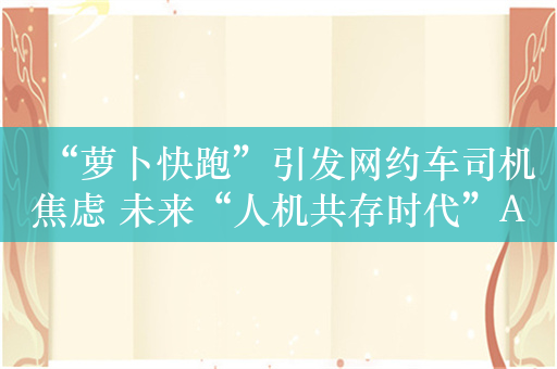 “萝卜快跑”引发网约车司机焦虑 未来“人机共存时代”AI的能力边界在哪？