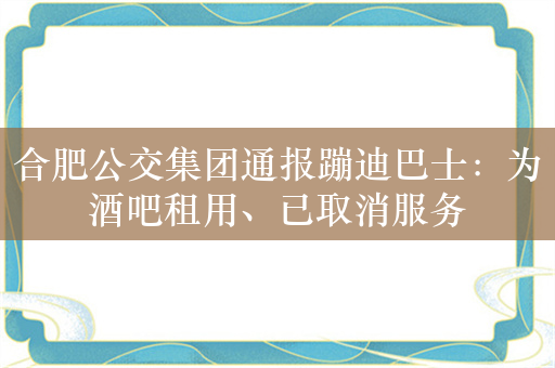 合肥公交集团通报蹦迪巴士：为酒吧租用、已取消服务