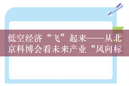 低空经济“飞”起来——从北京科博会看未来产业“风向标”