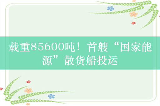 载重85600吨！首艘“国家能源”散货船投运