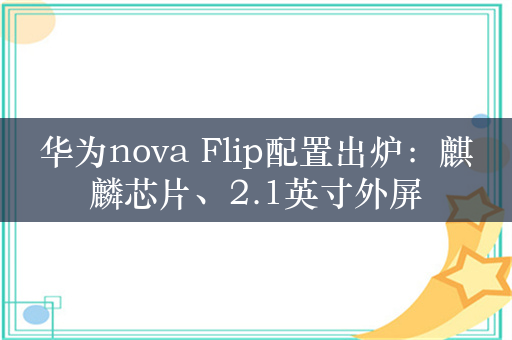 华为nova Flip配置出炉：麒麟芯片、2.1英寸外屏