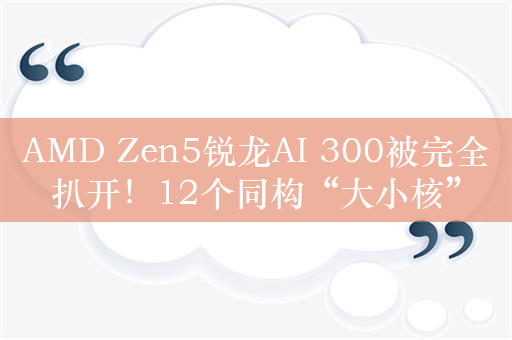 AMD Zen5锐龙AI 300被完全扒开！12个同构“大小核”