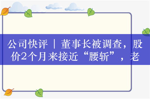 公司快评 | 董事长被调查，股价2个月来接近“腰斩”，老百姓应加强公司治理，恢复市场信心