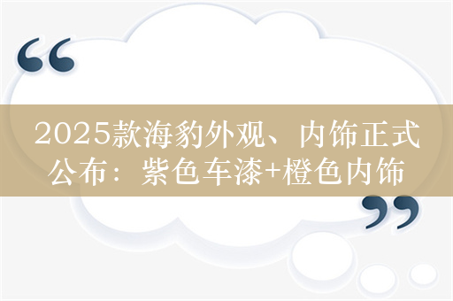 2025款海豹外观、内饰正式公布：紫色车漆+橙色内饰