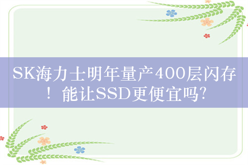 SK海力士明年量产400层闪存！能让SSD更便宜吗？