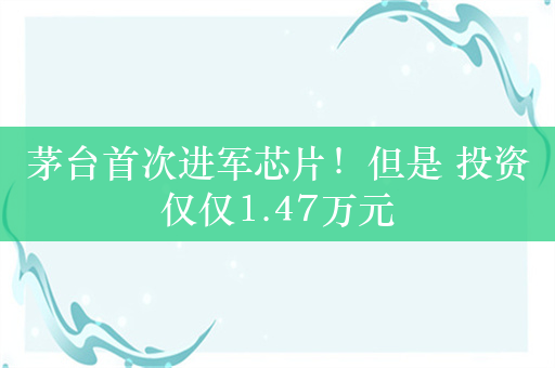 茅台首次进军芯片！但是 投资仅仅1.47万元