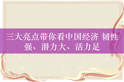 三大亮点带你看中国经济 韧性强、潜力大、活力足