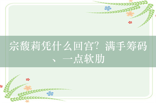 宗馥莉凭什么回宫？满手筹码、一点软肋