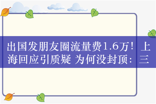 出国发朋友圈流量费1.6万！上海回应引质疑 为何没封顶：三大运营商收费一览