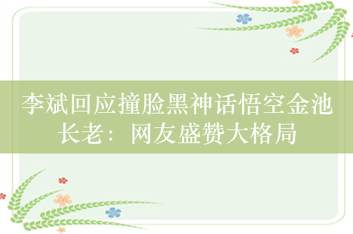 李斌回应撞脸黑神话悟空金池长老：网友盛赞大格局