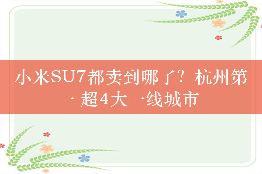 小米SU7都卖到哪了？杭州第一 超4大一线城市 