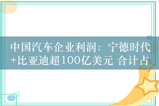 中国汽车企业利润：宁德时代+比亚迪超100亿美元 合计占比超60%