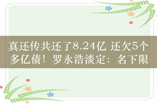 真还传共还了8.24亿 还欠5个多亿债！罗永浩淡定：名下限消令均已解除