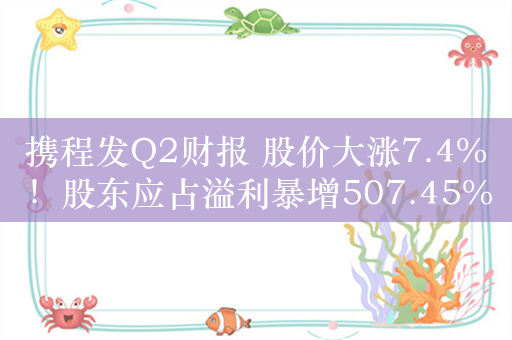 携程发Q2财报 股价大涨7.4%！股东应占溢利暴增507.45%