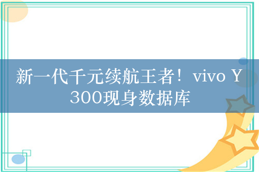 新一代千元续航王者！vivo Y300现身数据库