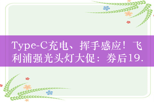 Type-C充电、挥手感应！飞利浦强光头灯大促：券后19.9元