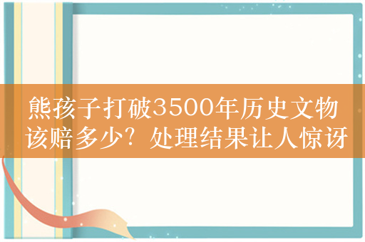 熊孩子打破3500年历史文物 该赔多少？处理结果让人惊讶