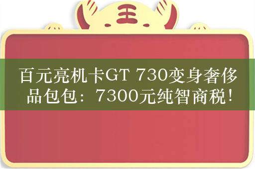 百元亮机卡GT 730变身奢侈品包包：7300元纯智商税！