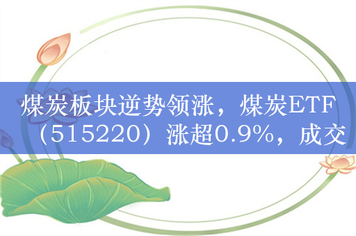 煤炭板块逆势领涨，煤炭ETF（515220）涨超0.9%，成交额超5000万元