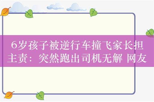 6岁孩子被逆行车撞飞家长担主责：突然跑出司机无解 网友喊话买华为智驾车